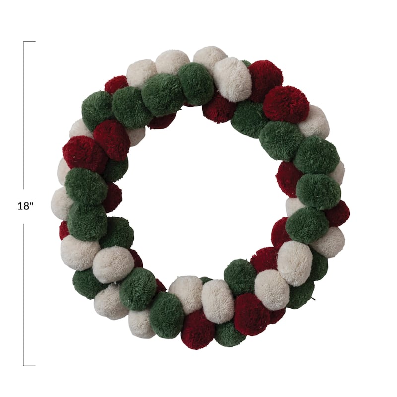 Wool Pom Pom Wreath