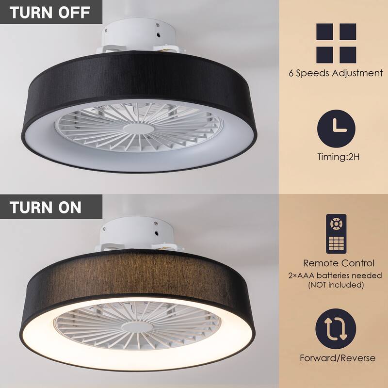 19 in. Rustic Wheel Round Fabric/ Woven Rope Fandelier 7-blade Cylinder Integrated LED Ceiling Fan with Remote Control