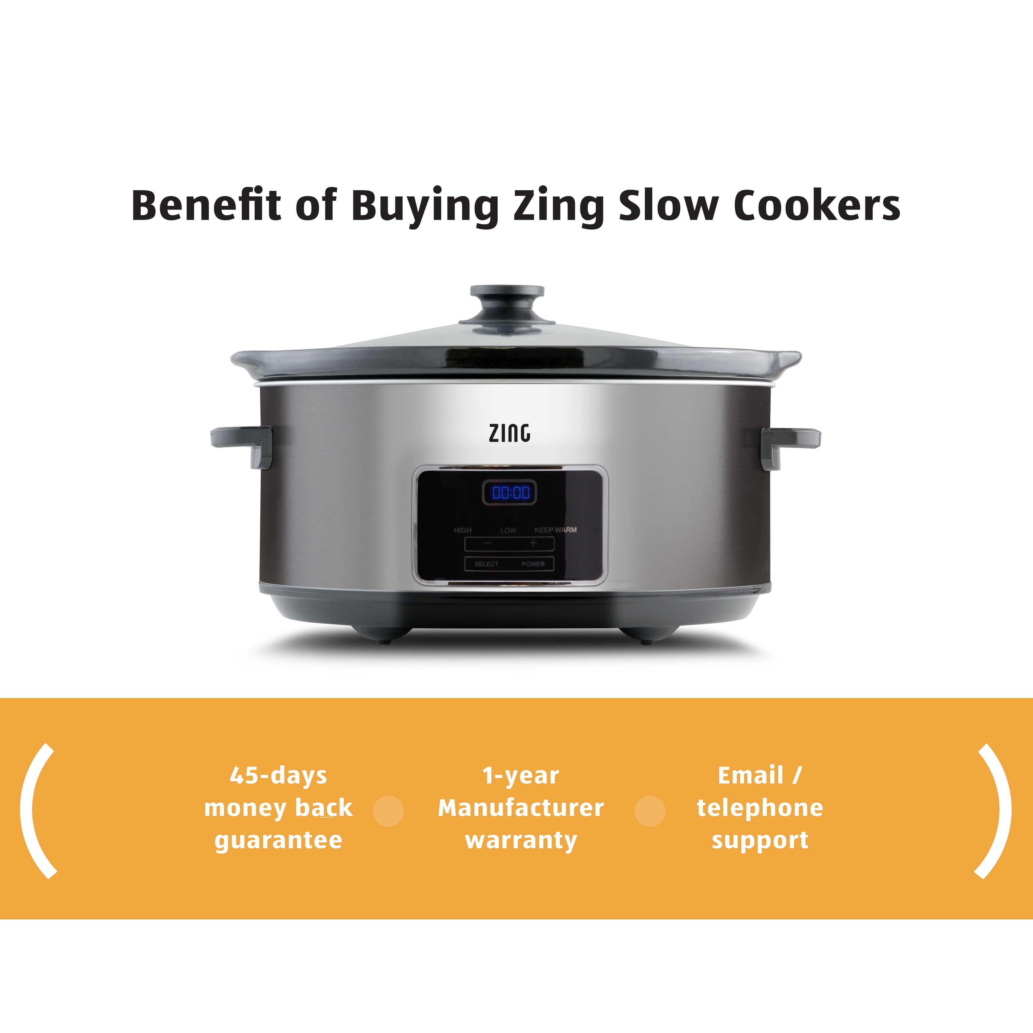 Zing 8-Quart Manual Oval Slow Cooker (Silver)