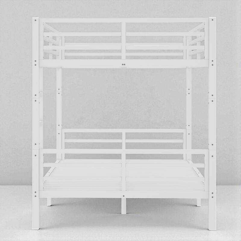 Full XL over Full XL Metal Bunk Bed for Teens and Adults, Space-Saving, Noise-Free Design, White