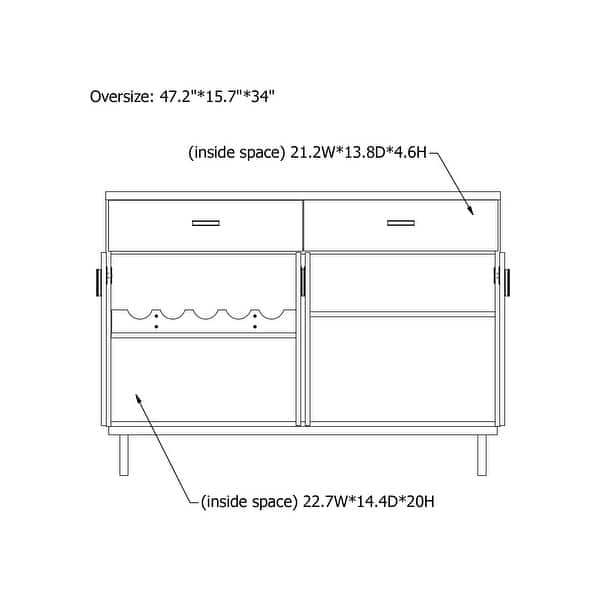 dimension image slide 1 of 3, Furniture of America Mason Modern 2-drawer Buffet with Wine Rack
