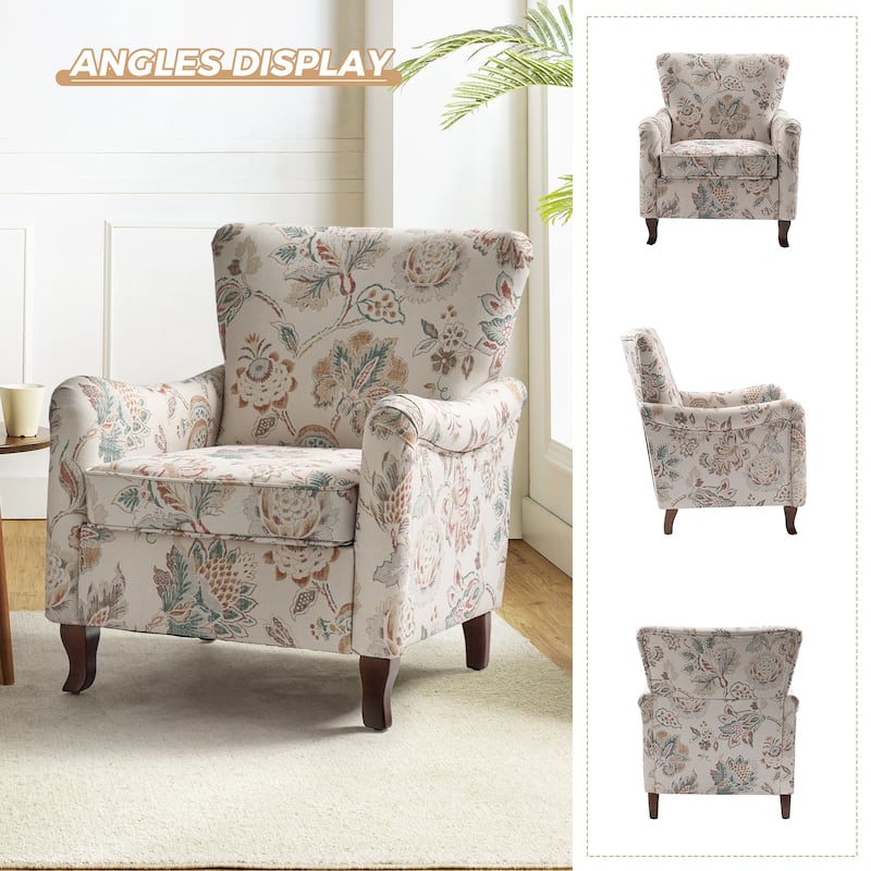 Samouel Modern Floral Upholstered Armchair with Wingback Design by HULALA HOME