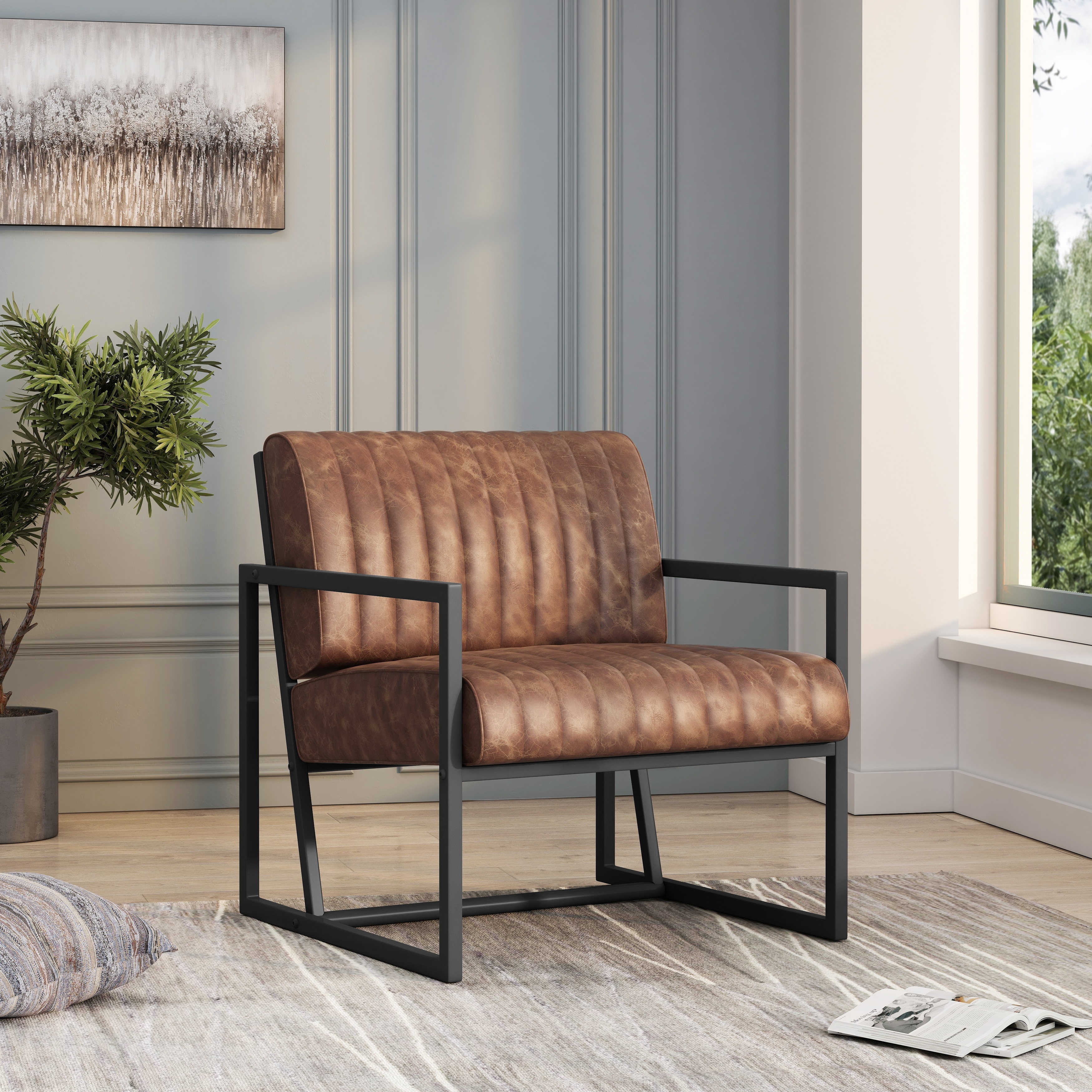 PU Leather Feature Armchair with Metal Frame Bed Bath Beyond