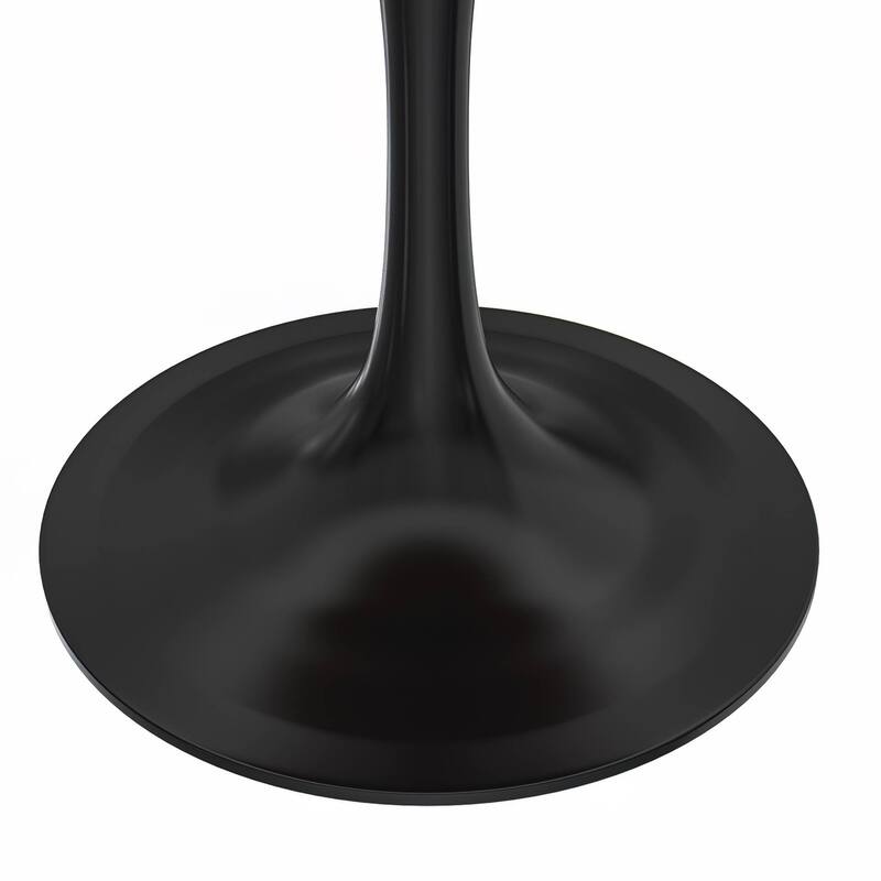 LeisureMod Verve 27" Round Dining Table with MDF Wood TableTop and Black Steel Base for Kitchen & Dining Room - 27.56"