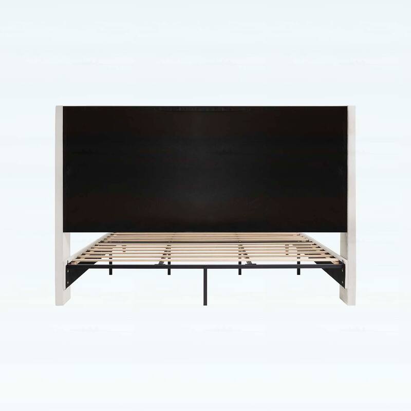 Retro Simple Style High Headboard Upholstered Platform Bed,Premium Chenille