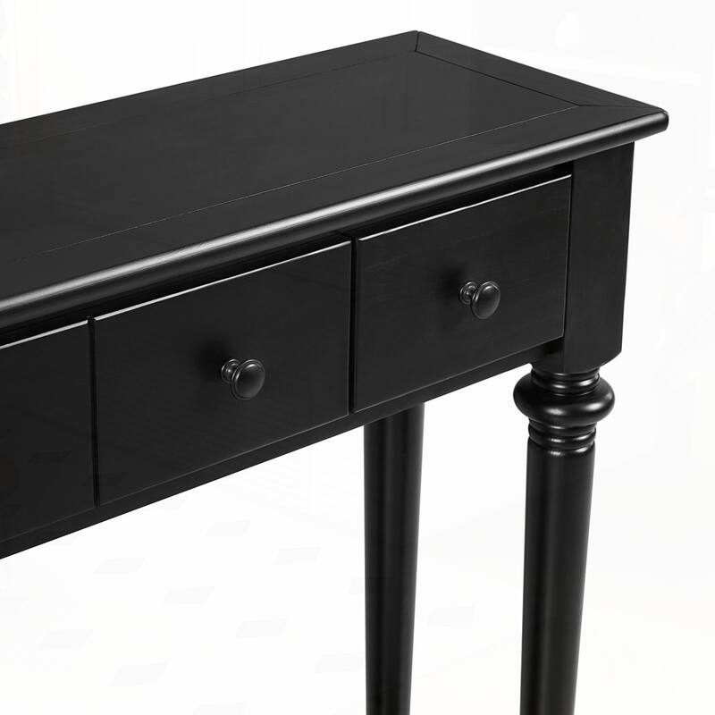 Retro Console Table with Open Shelf and 4 Drawers for Entryways