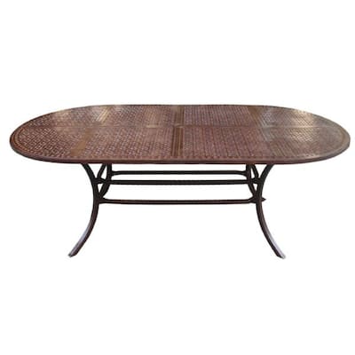 84 Inch Noah Outdoor Patio Oval Metal Dining Table, Rust Bronze