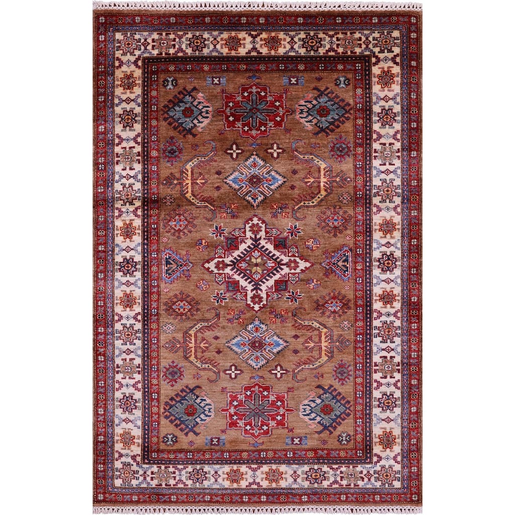 Golden Nile Super Kazak Hand Knotted Wool Rug - 3' 10" X 6' 0"