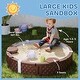 preview thumbnail 4 of 7, Qaba Kids Sandbox with Cover, Round 47" HDPE Large Sand Pit with 3 Seats, Waterproof Bottom Liner, Brown