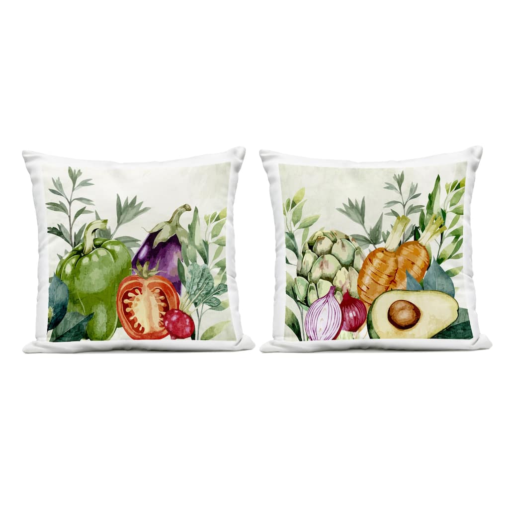 Stupell Organic Kitchen Garden Vegetables Printed Outdoor Throw Pillow Design by Kim Allen (Set of 2)