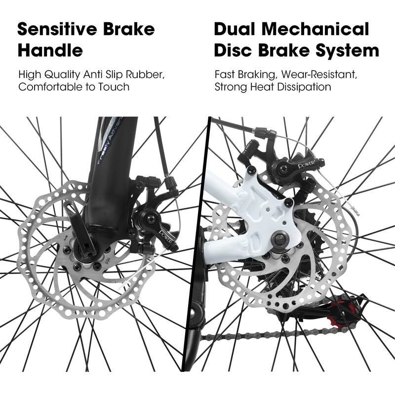 Unisex Mountain Bike - Aluminum Frame, Suspension Fork, Disc Brakes, Multiple Speeds - 27