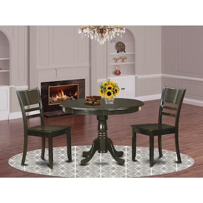 HomeStock 3-Piece Round Cappuccino Finish Solid Wood Top Dining Table with 2 Chairs