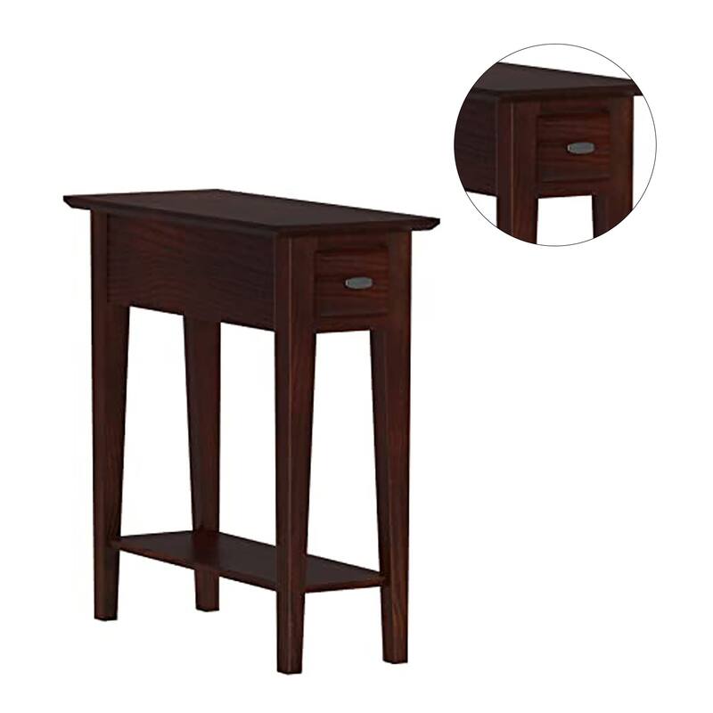 Wooden Side Table with 1 Drawer in Dark Cherry