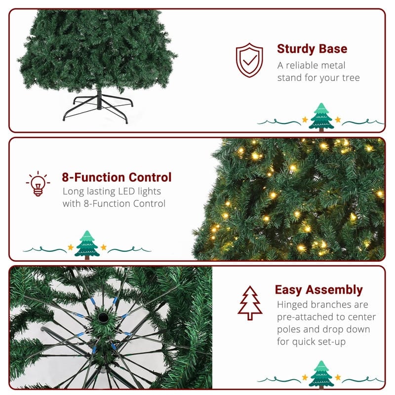 7ft 450 Lights Warm Color 8 Modes 1050 Branches Christmas Tree - N/A