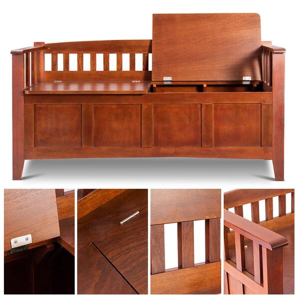 Shop Gymax Brown 32 Gallon Solid Wood Entryway Storage Bench Home