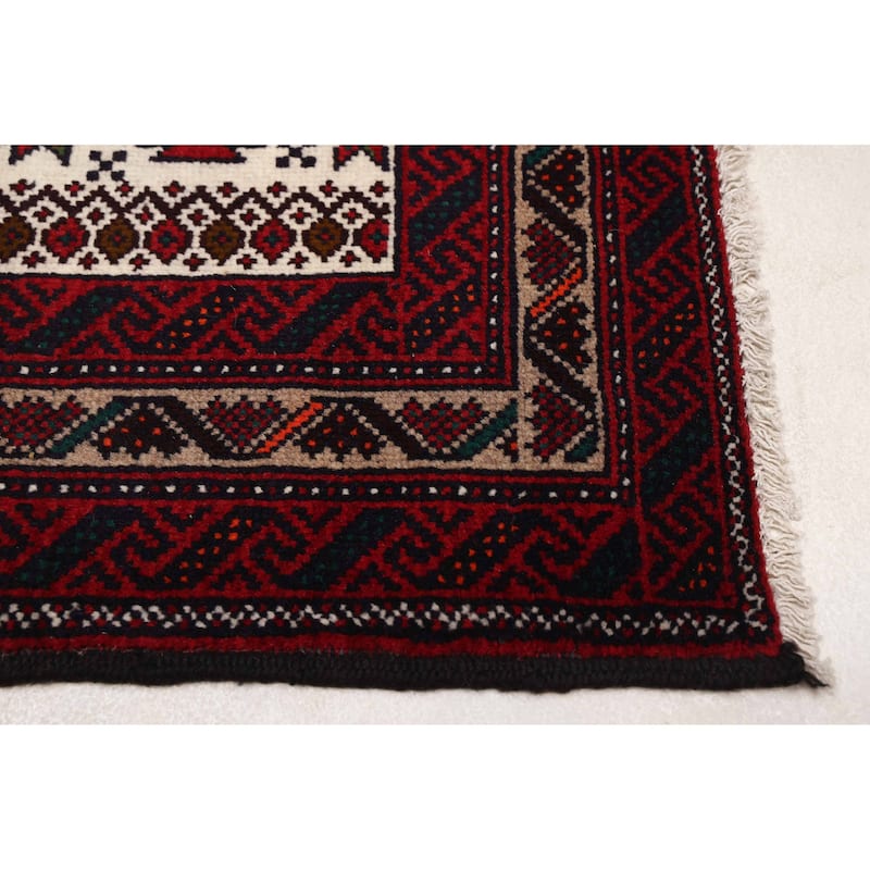 ECARPETGALLERY Hand-knotted Teimani Dark Navy, Red Wool Rug - 3'7 x 6'4