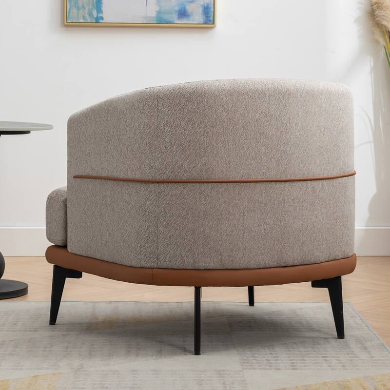 Modern Two-tone Barrel Fabric Chair,Upholstered Round Armchair,Accent Chair