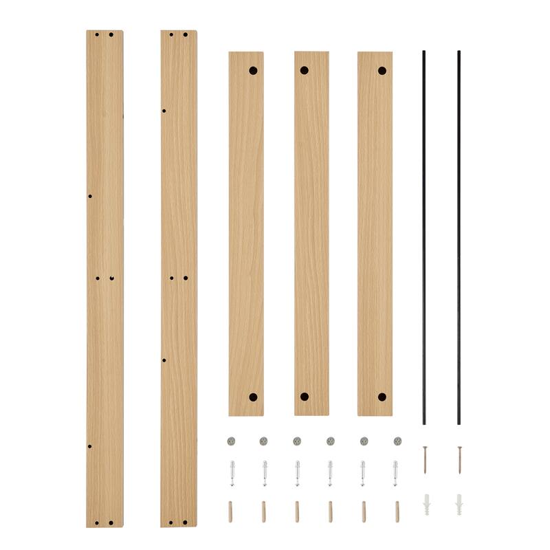 Danya B. Steiner Beech Square Modern 2-Tier Kids Wall Mounted Bookshelf with Contrasting Black Rods