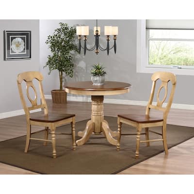 Round Dining Set 36" - 3 Piece Table & Chair Set - Seats 4 - Coastal Style