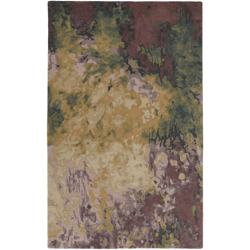 Grand Bazaar Nakita Hand Tufted Abstract Transitional Area Rug - 9' x 12' - Gold/Purple/Green