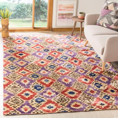 SAFAVIEH Couture Hand-Knotted Luxor Erin Banana Silk Rug