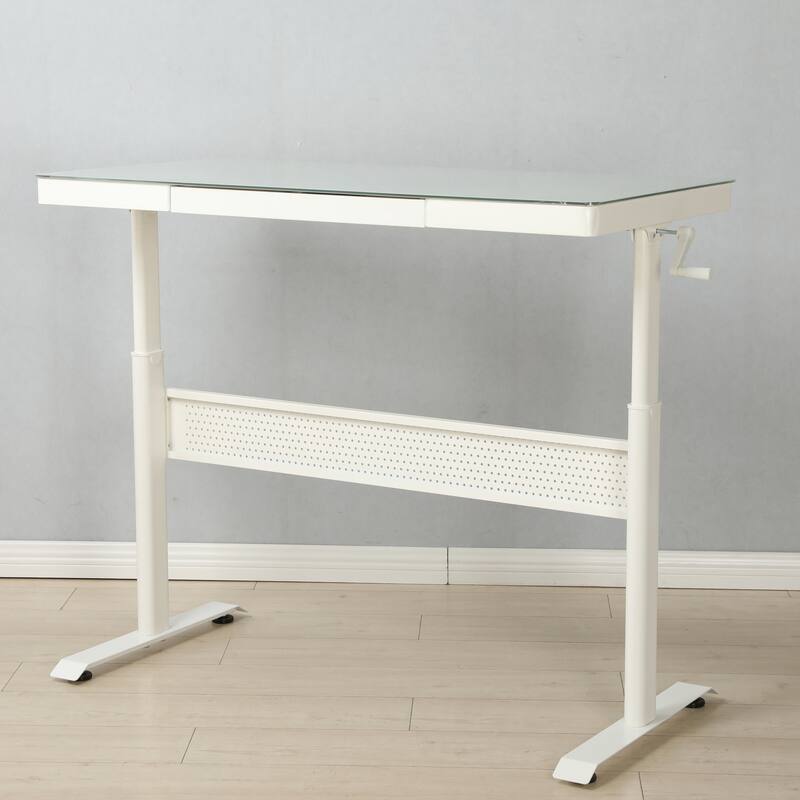 Tempered Glass Standing Desk with Drawer, Adjustable Height Stand up Desk Bed Bath & Beyond