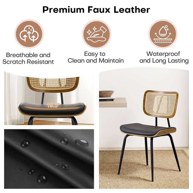 Faux Leather Upholstered Dining Chairs Set of 2/4 - 33.5"H x 19.3"W x 23"D