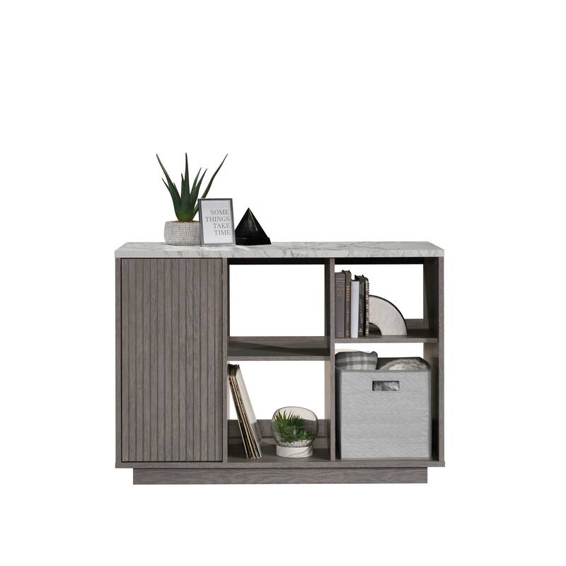 Wood Accent Storage Cabinet with Adjustable Shelves, Gray - 47.17"W x 19.45"D x 33.54"H