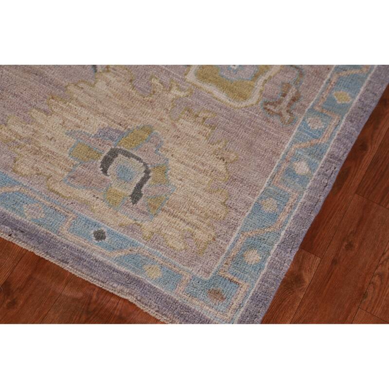 Hand Knotted Oriental 100% Wool Carpet Transitional All-Over Purples Oushak Area Rug - 9' 10'' X 8' 0''