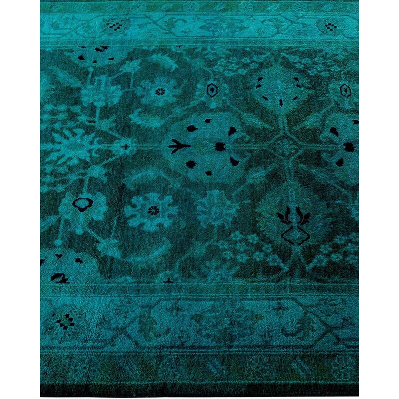 Overton Hand Knotted Wool Vintage Inspired Modern Contemporary Overdyed Blue Runner Rug - 3' 0" x 24' 6"