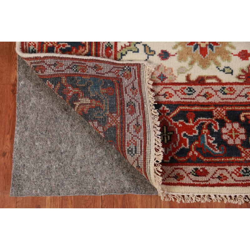 Hand Knotted Oriental 100% Wool Carpet Transitional Geometric Beige & Ivories Oushak Area Rug - 9' 1'' X 5' 11''