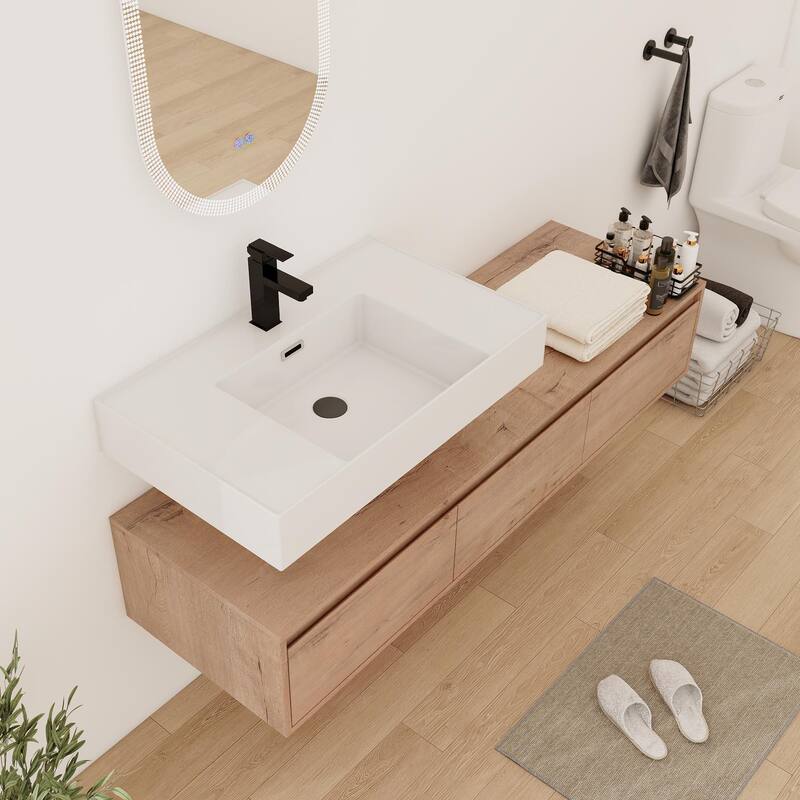 Bathroom Vanity With Sink In 30/60 Inch, Floating Bathroom Vanity With Soft Close Drawer