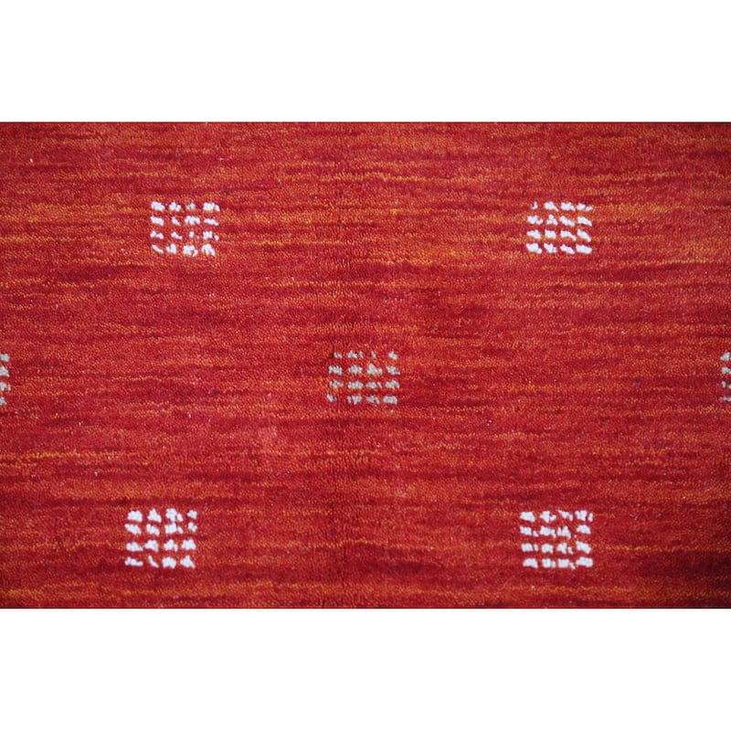 Rust Red Tribal Gabbeh Indian Rug Hand-Knotted Wool Carpet - 4'5" x 6'4"