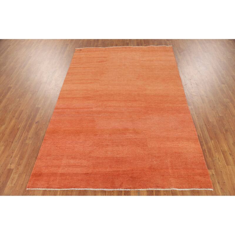 Orange Modern Gabbeh Oriental Area Rug Handmade Wool Carpet - 6'6" x 9'9"