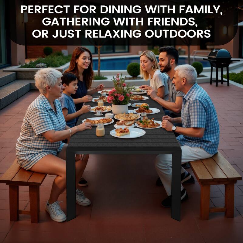 7/9-Piece Patio Outdoor Dining Set Stackable Chairs and Dining Table with Umbrella Hole