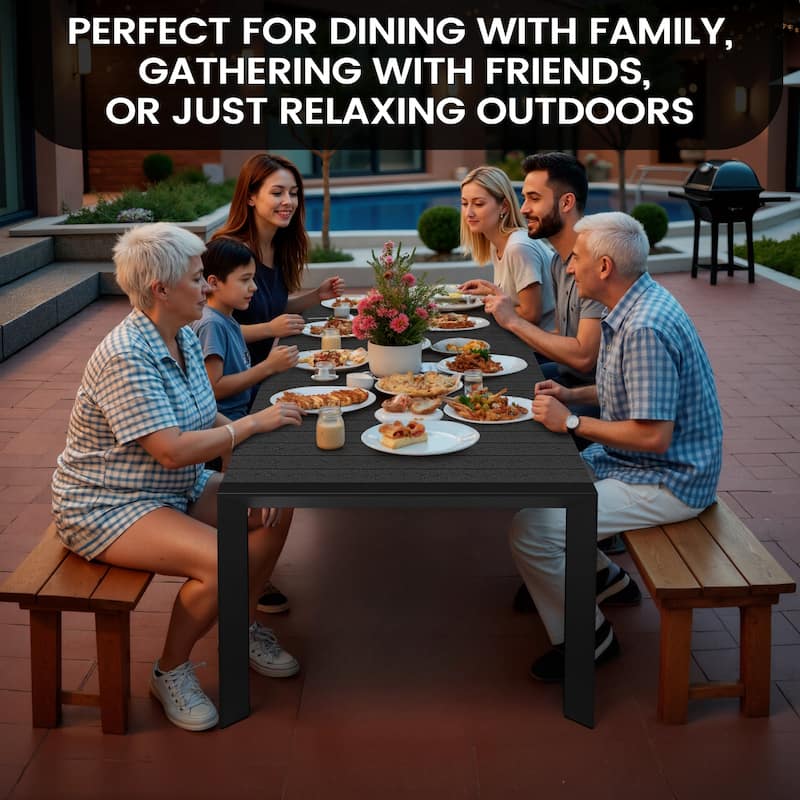 Outdoor Aluminum Patio Dining Table with Umbrella Hole