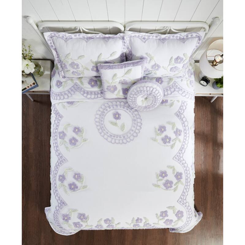 Better Trends Bloomfield Floral Tufted Chenille Cotton Bedspread