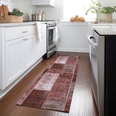 Machine Washable Indoor/ Outdoor Chantille Vintage Patchwork Rug