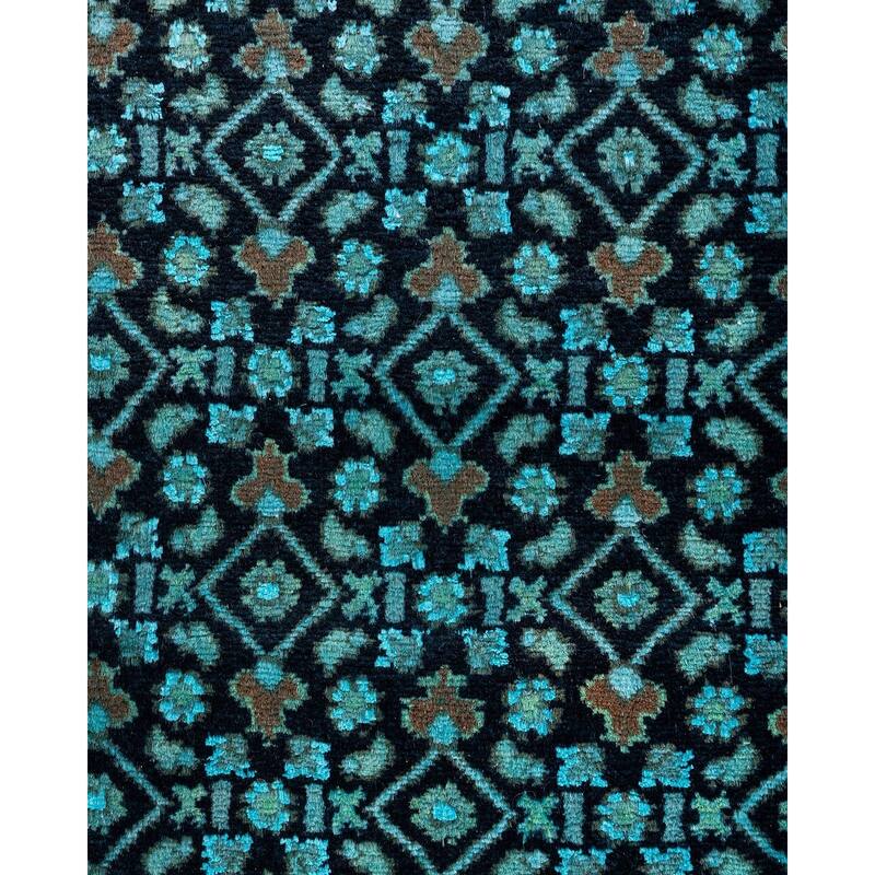 Fine Vibrance, One-of-a-Kind Hand-Knotted Runner Rug - Black, 2' 7" x 12' 2" - 2' 7" x 12' 2"