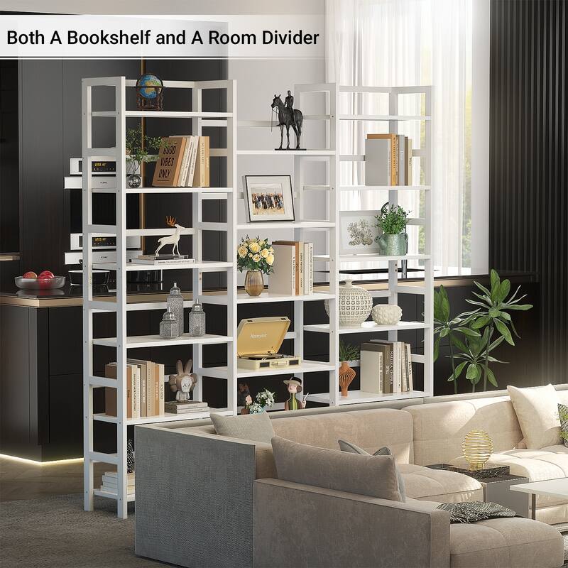 6-Tier Solid Bamboo Bookcase,Large Freestanding Open Bookshelf with 17 Display Shelves,Easy To Assemble