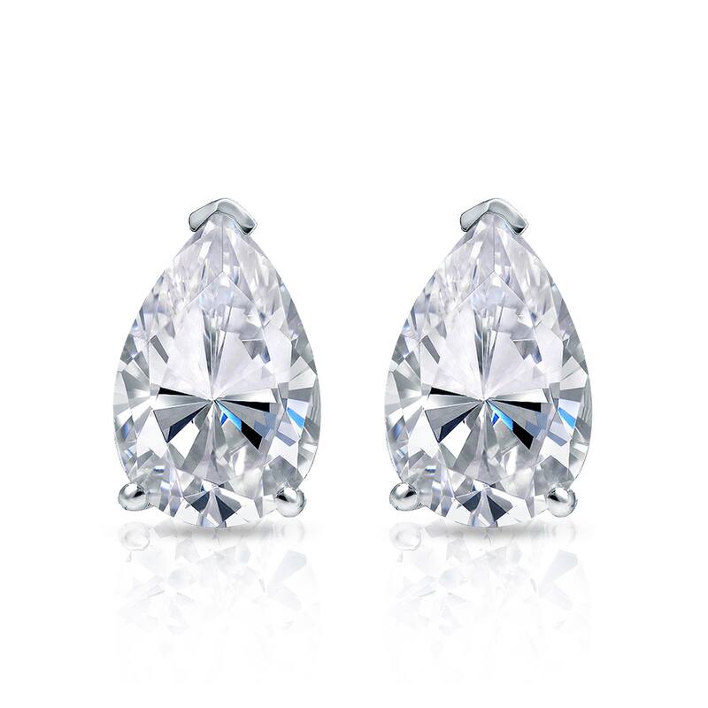 Auriya 14k Gold 1/2ctw Pear Shape Diamond Stud Earrings (I-J, I1-I2)