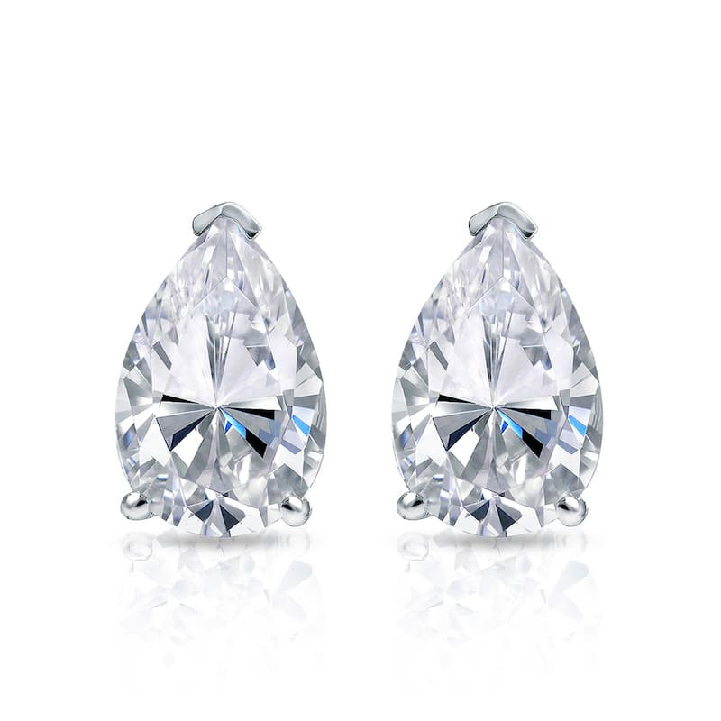 Auriya 14k Gold 3/5ctw Pear Shape Diamond Stud Earrings (I-J, I1-I2)