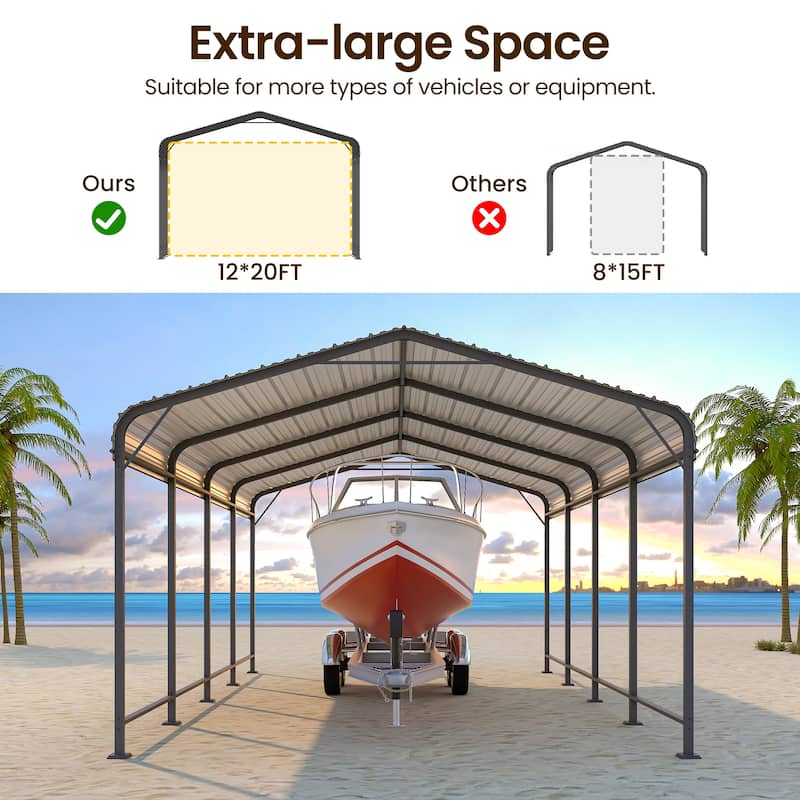12x20 FT Metal Carports - 12x20 FT