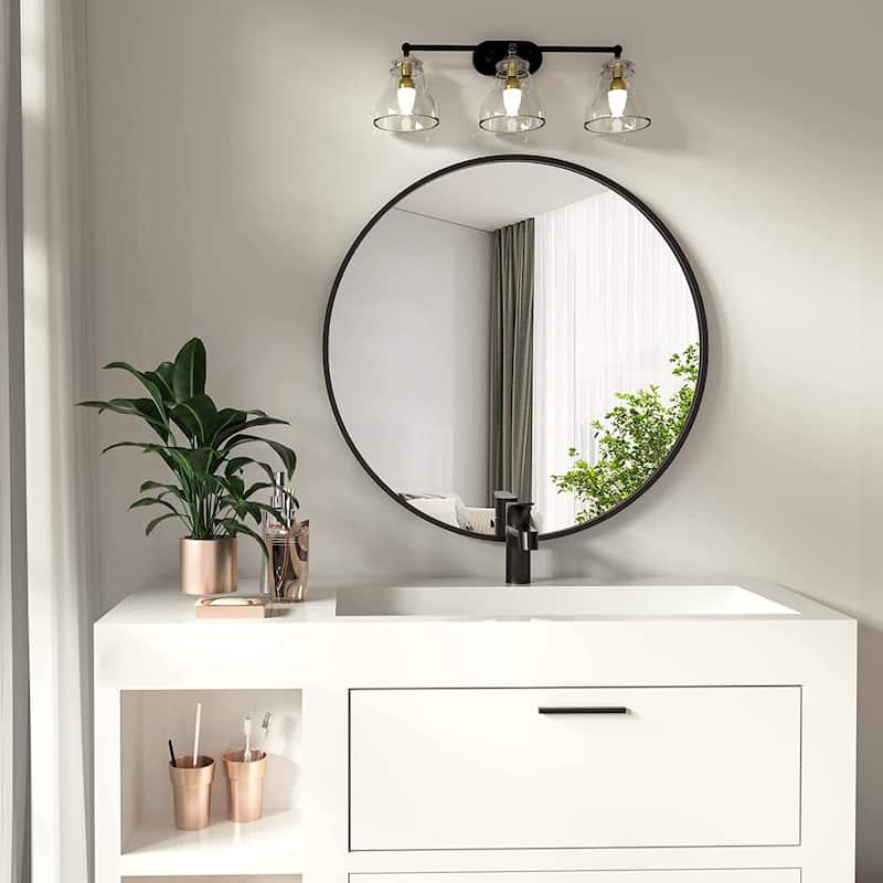 YVANLA Wall Mounted Bathroom Round Mirror with Metal Frame