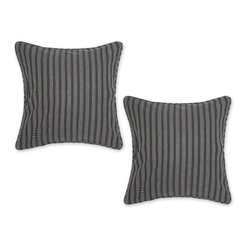 Off-White Dobby Stripes Recycled Cotton Pillow Cover 18x18 (Set of 2) - Dobby Stripes, Slate