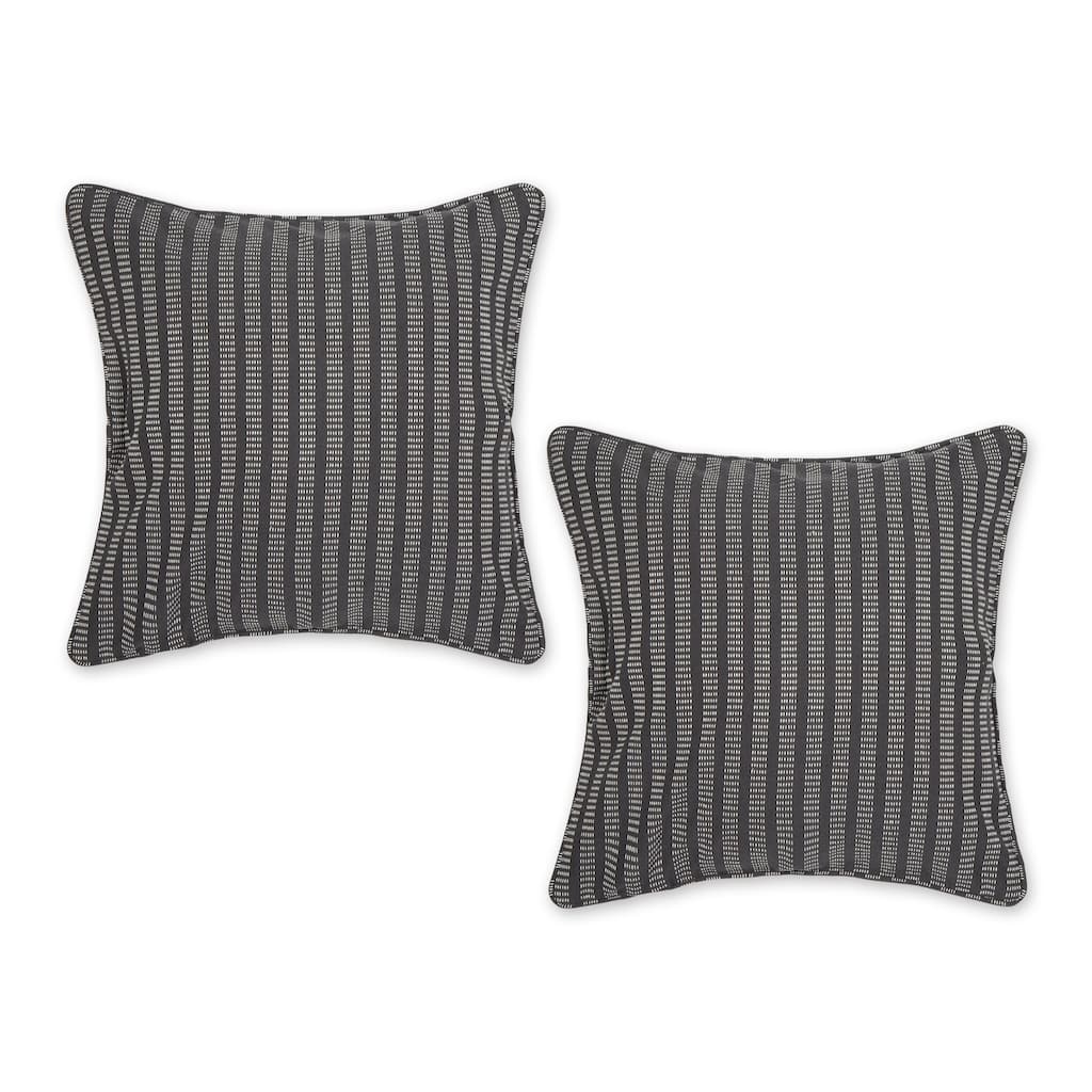 Off-White Dobby Stripes Recycled Cotton Pillow Cover 18x18 (Set of 2)