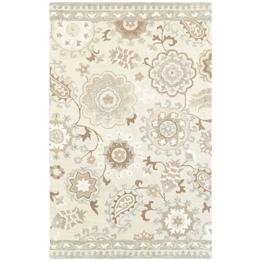 Style Haven Marthrown Ivory/ Grey Undyed Wool Handcrafted Area Rug