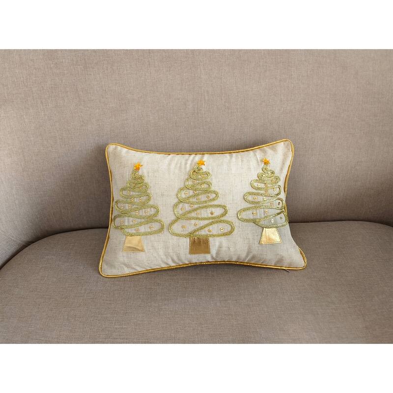 Holiday Trio Tree Poly Filled Throw Pillow
