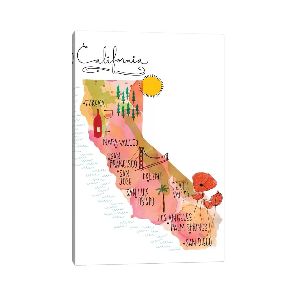 iCanvas "California Map" by Sara Franklin Canvas Print