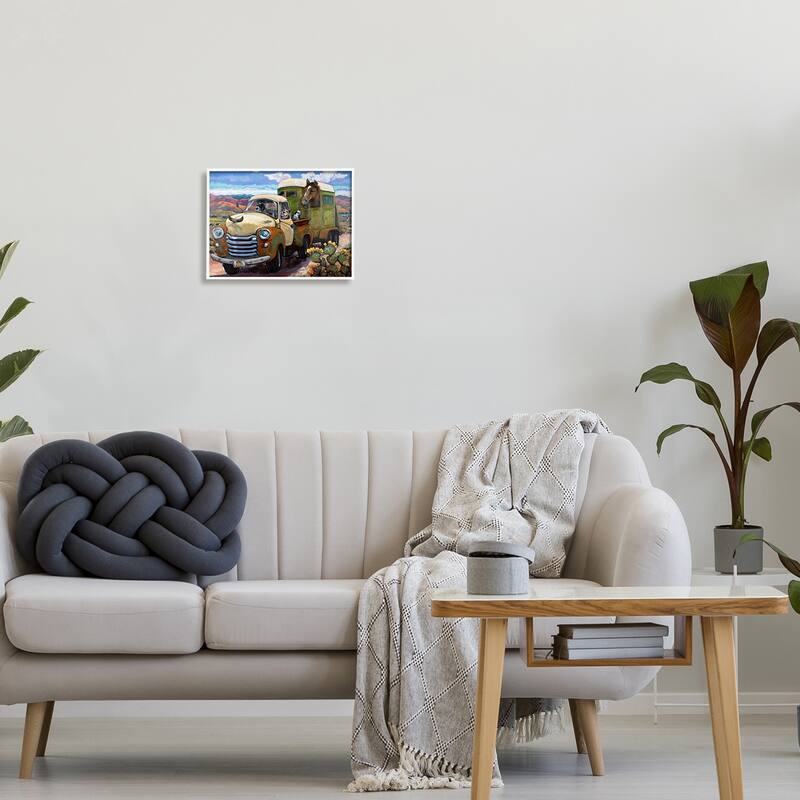 Stupell Dogs Driving Vintage Rustic Truck with Horse Trolley Framed Wall Art
